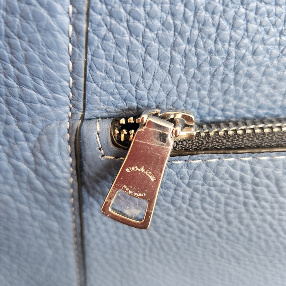 COACH Kacey Satchel Pebbled Leather Sky Blue - Picture 7 of 13